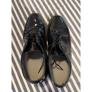Vibram Black Patent Leather Oxford Dress Shoes Lace Up Military Formal
